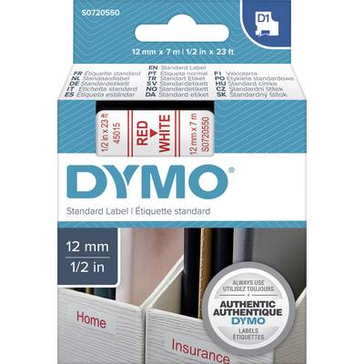 DYMO feliratozószalag D1, 12mm, fehér/piros, S0720550 (S0720550)