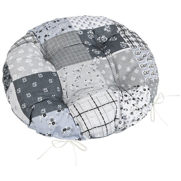 BELLATEX Adéla Seat 62/241 round quilted d. 40 cm patchwork grey (12570)
