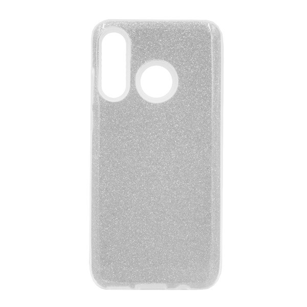 Szilikon telefonvédő (műanyag belső, csillogó hátlap) EZÜST [Huawei P30 Lite (Nova 4e)] (5996457874613)
