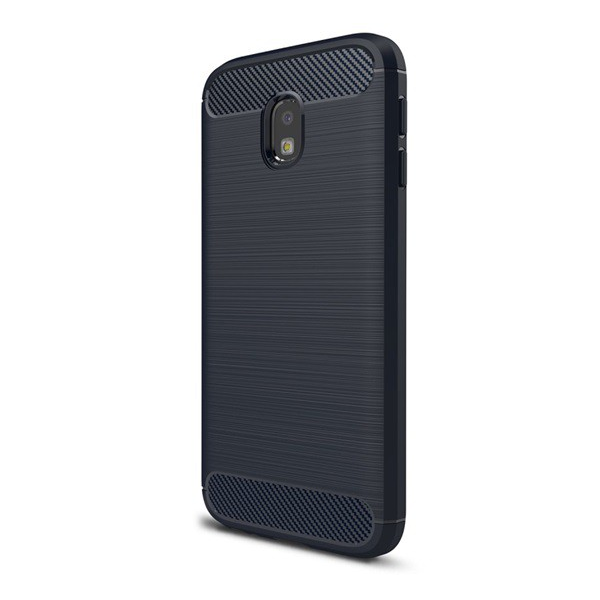 Szilikon telefonvédő (közepesen ütésálló, légpárnás sarok, szálcsiszolt, karbon minta) SÖTÉTKÉK [Samsung Galaxy J3 (2017) SM-J330 EU] (5996457707461)