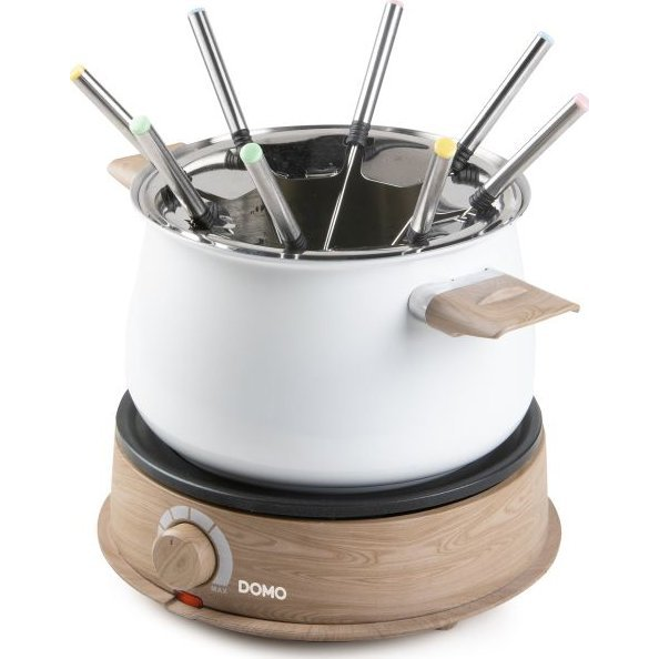 DOMO DO736F Fondü 1500 W Visszajelző lámpa, 8 fondü villa Fa, Fehér (DO736F)