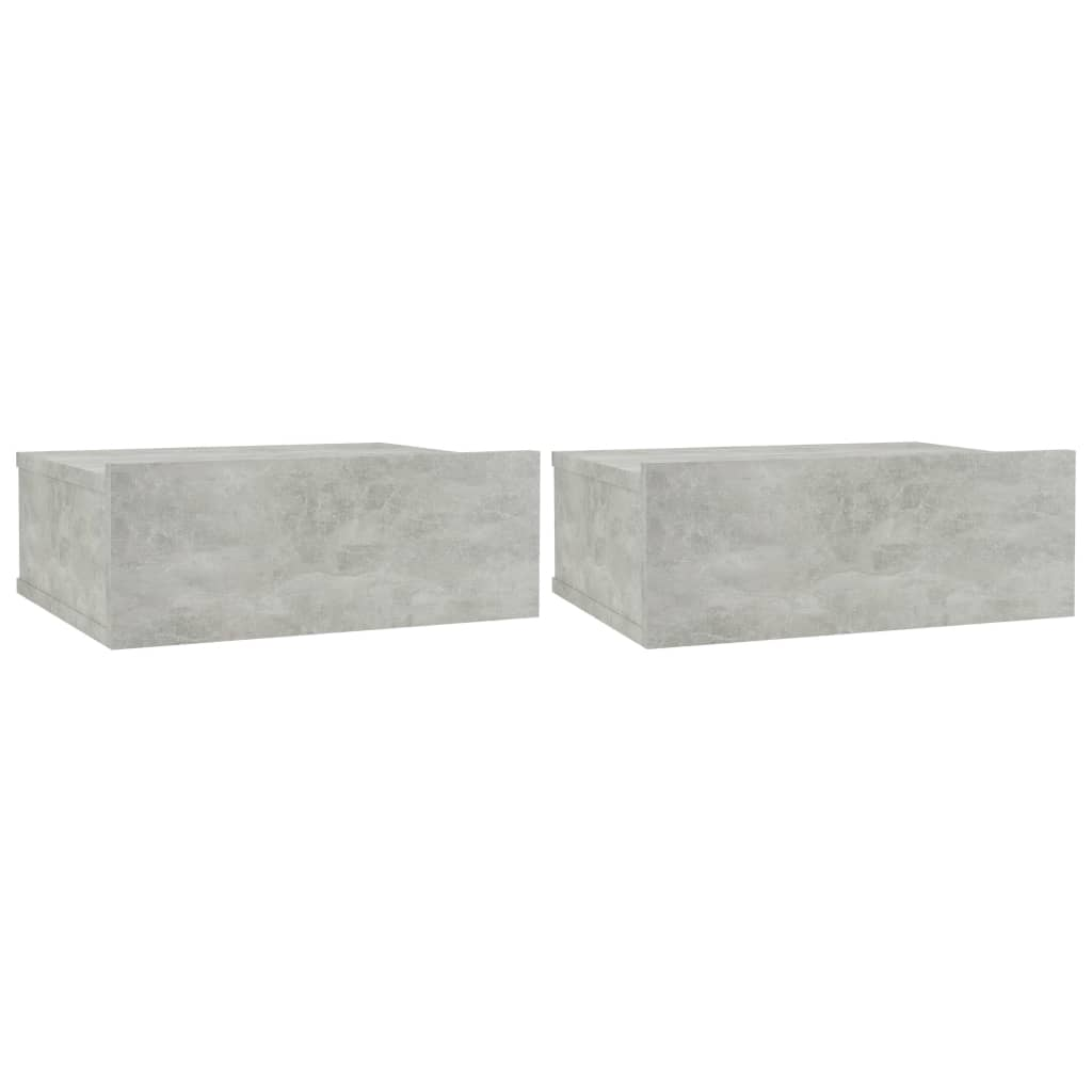 2 db betonszürke forgácslap úszó éjjeliszekrény 40x30x15 cm (800315)
