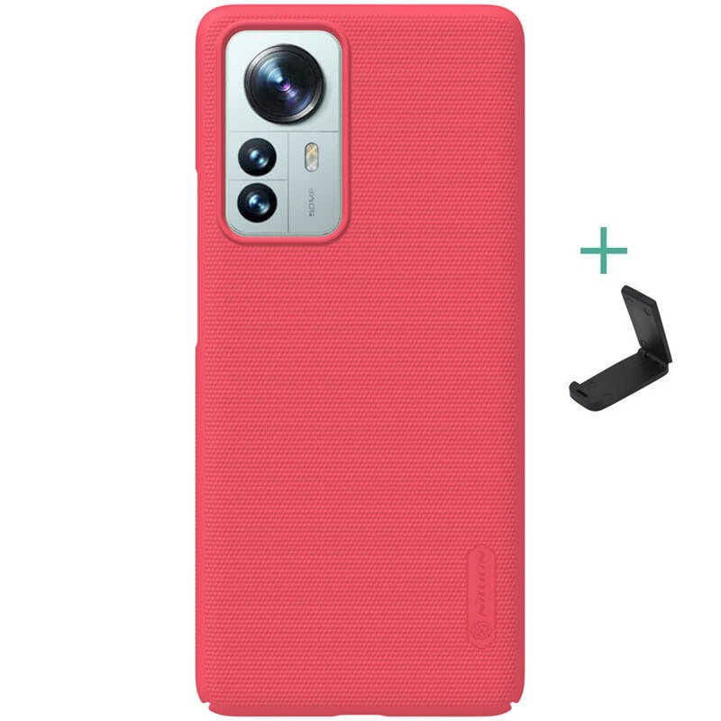 Xiaomi 12 Pro / 12 Pro (Dimensity) / 12S Pro, Műanyag hátlap védőtok, stand, Nillkin Super Frosted, piros (G115708)
