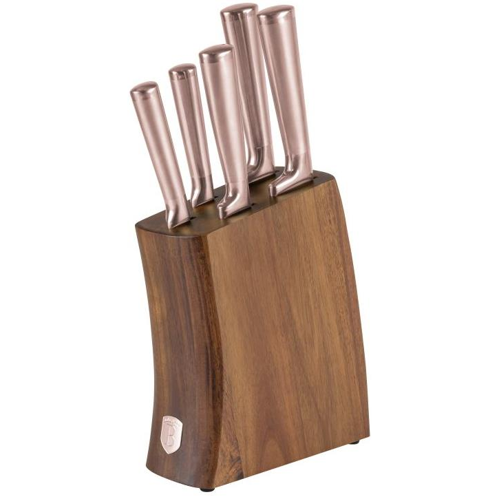 BerlingerHaus Taupe Collection Késkészlet akácfa tartóval, 6 db (5999108484568)