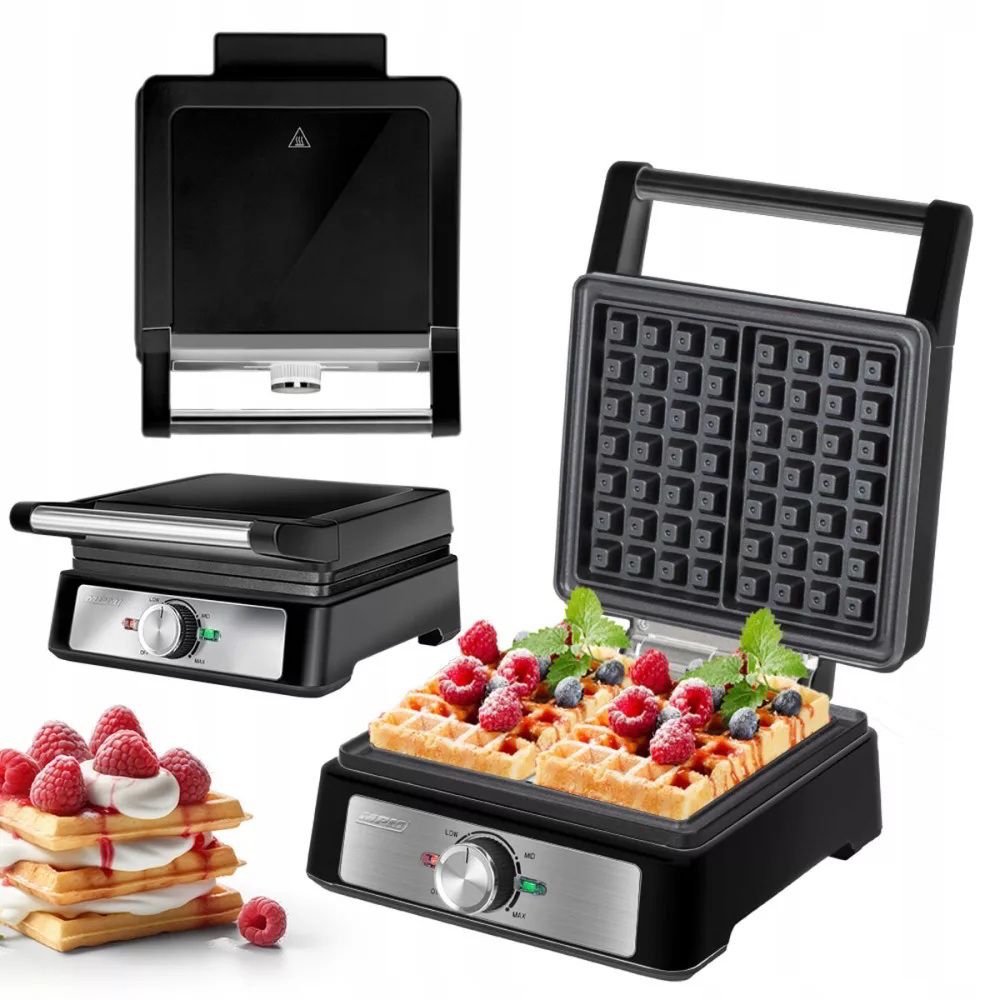 MPM MGO-41/C Elektromos gofrisütő 160W - Fekete / Ezüst (MGO-41/C)