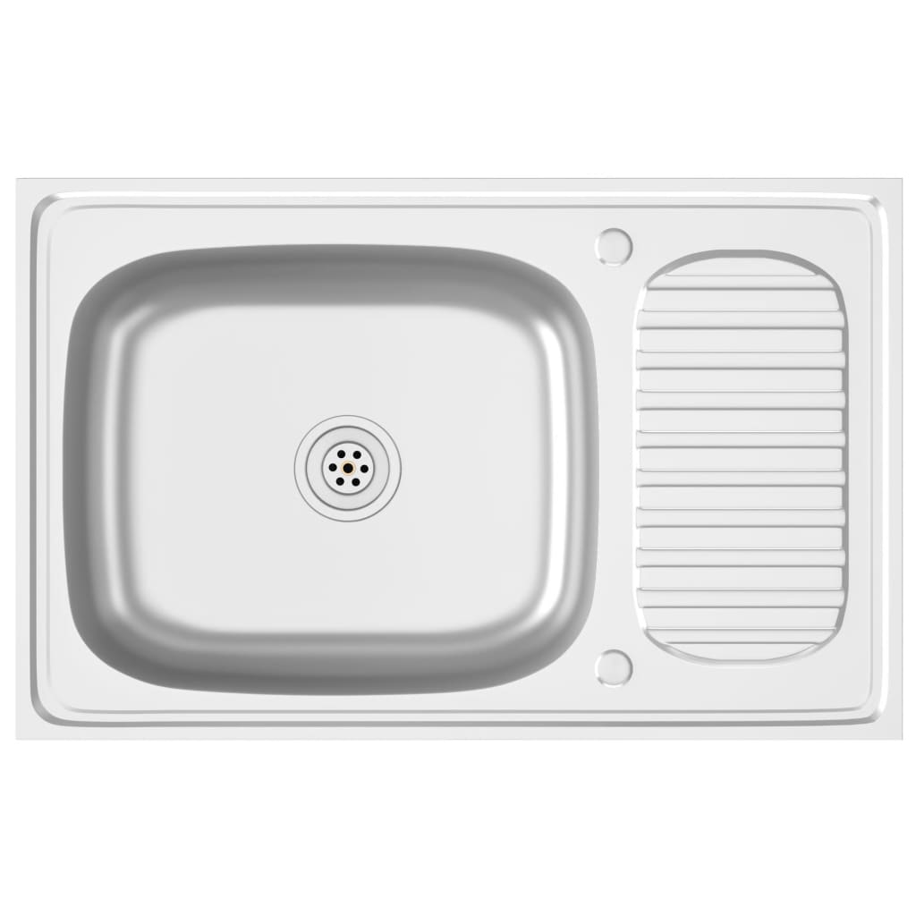 ezüst rozsdamentes acél lefolyós konyhamosogató 800x500x155 mm (147232)