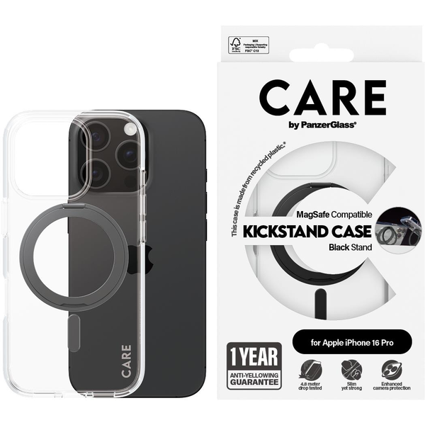 PanzerGlass CARE by PG BLK Kick/MagS iPhone16P 6.3 mobiele telefoon behuizingen Hoes Transparant