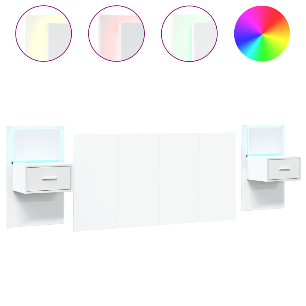 fehér szerelt fa ágyfejtámla szekrényekkel 160 cm (3295338)