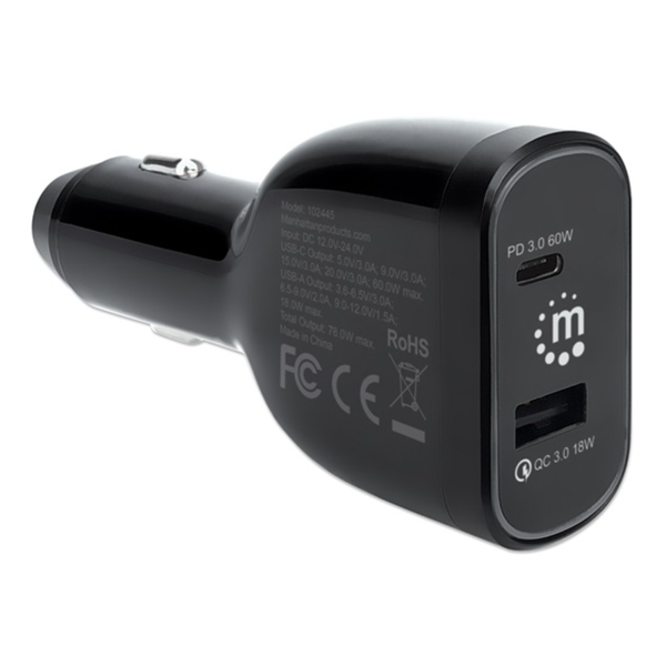Manhattan 102445 oplader til mobil enhed Universel Sort Cigartænder Automatisk