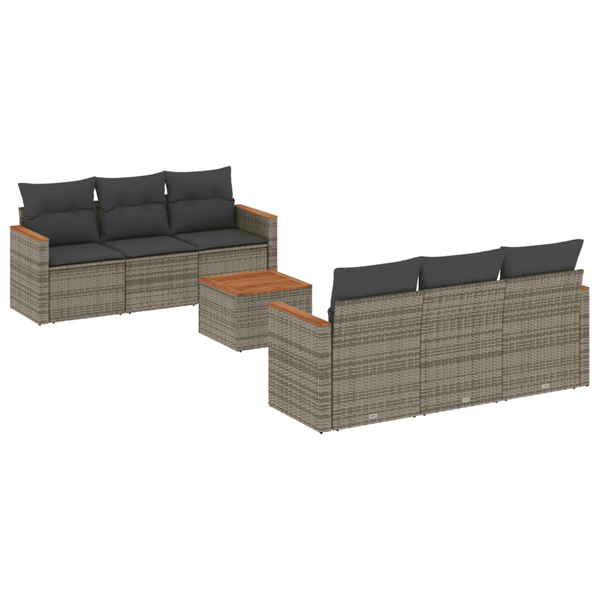 Set canapele de grădină, 7 piese, cu perne, gri, poliratan