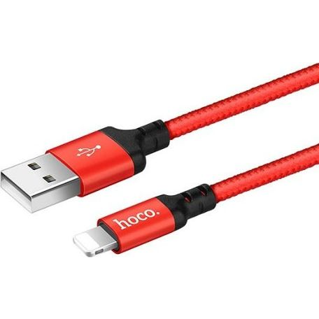 HOCO Podatkovni kabel BX14 (Hitro polnjenje) 3,1A vhod Lightning na USB-A 1m, rdeč, pleten tekstilen ovoj, izjemno vzdržljiv