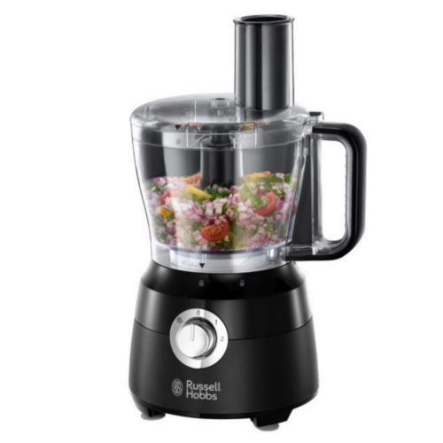 Set Robot de bucatarie + Accesorii, Russell Hobs, 600 W, 2 trepte de viteza, 1.5 l, Negru/Transparent
