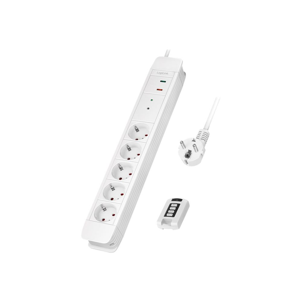 LogiLink LPS402 230V Túlfeszültség védő elosztó 5 aljzatos 1.5m - Fehér (LPS402)