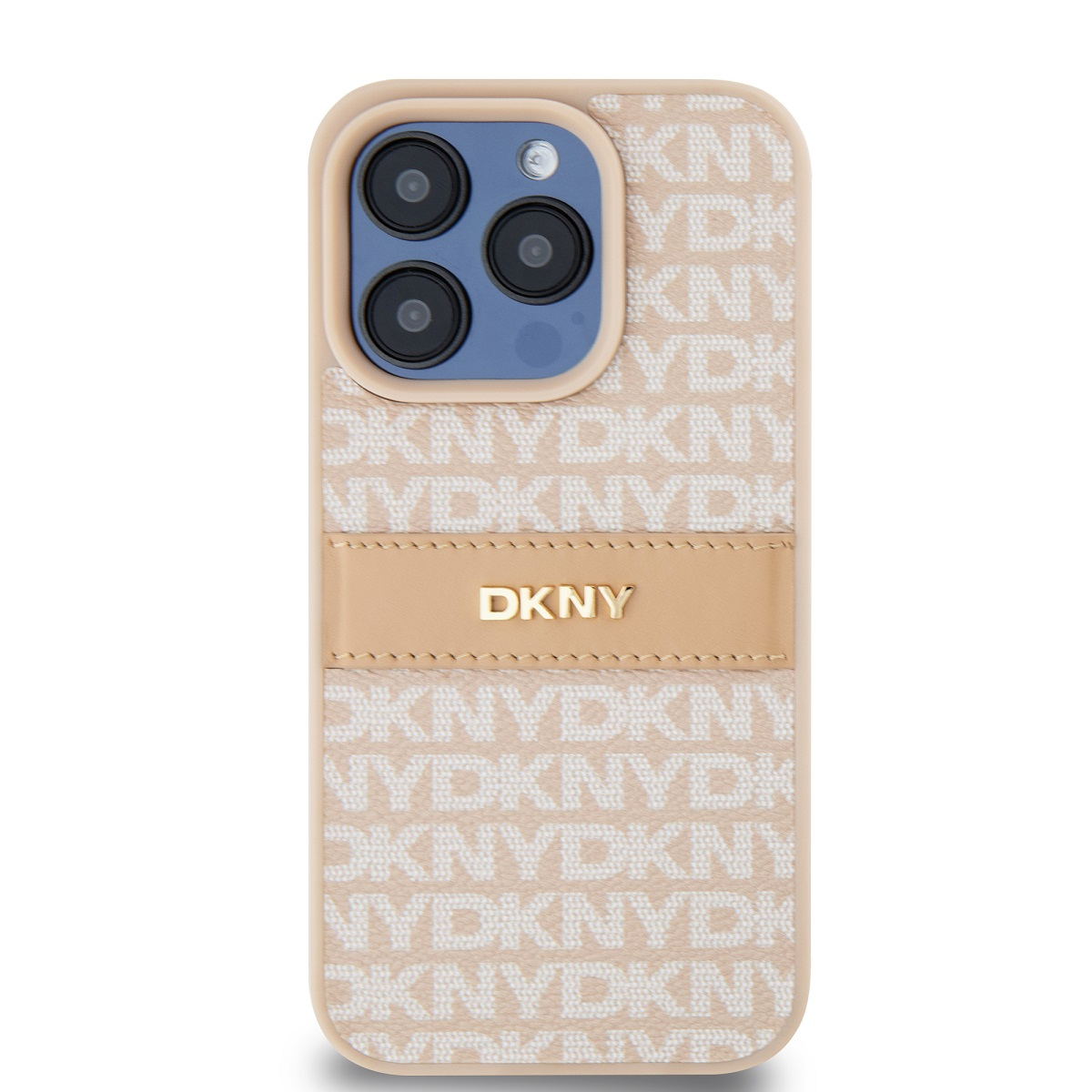 DKNY iPhone 14 Pro Max Ismétlődő mintás PU Bőr Telefon tok - Pink (DKHCP14XPRTHSLP)