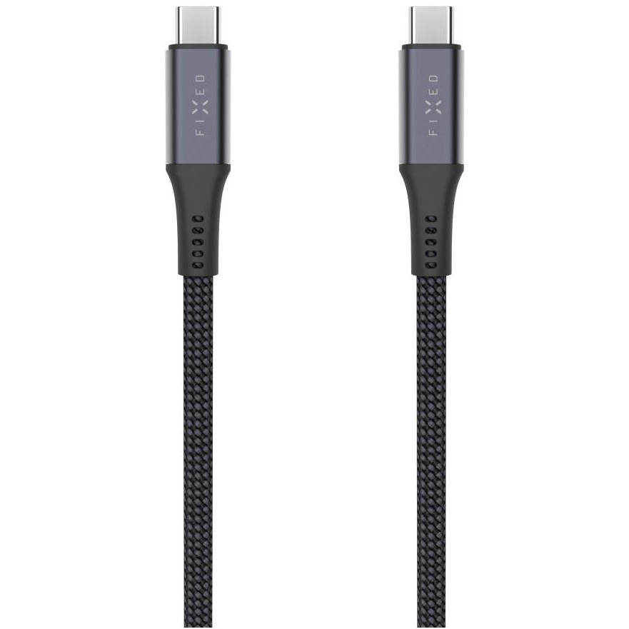 FIXED Multimedia Cable USB-C/USB-C USB4 gen2 20Gbps PD 3.1 240W 4K@60Hz, 1,2 m, fonott, szürke (FIXDBP-CC12-GR)