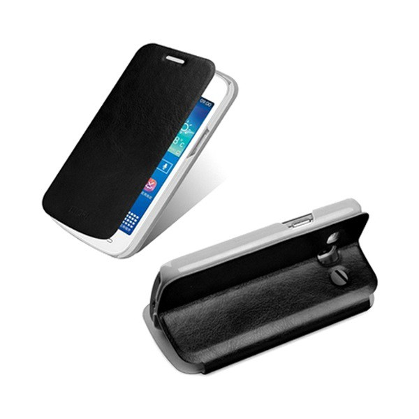 MOFI RUI tok álló, bőr hatású (FLIP, oldalra nyíló, asztali tartó funkció) FEKETE [Samsung Galaxy Core Plus (SM-G3500)] (5996457524860)
