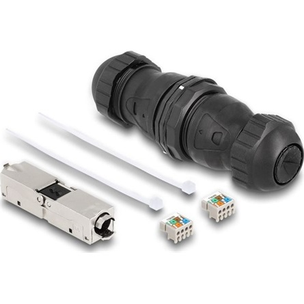 DELOCK Kabelverbinder LSA zu LSA Cat.6A IP68 wasserfest sw
