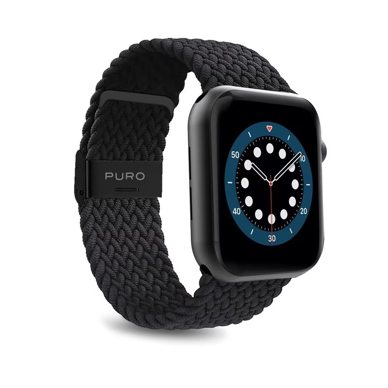 Puro Loop Apple Watch 42/44/45/49mm Szövet szíj - Fekete (AW44LOOPBLK)