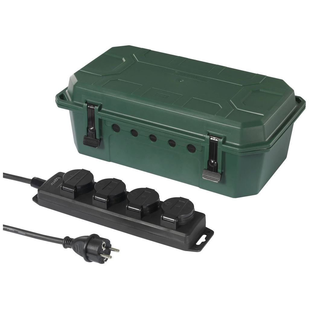 Sygonix SY-5598168 Elosztó doboz 4 részes Normál zöld (selyemmatt), Fekete (SY-5598168)