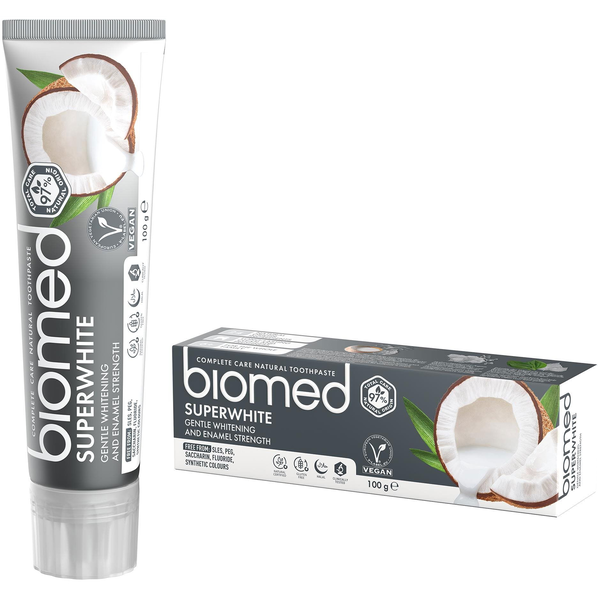 Pasta de dinti Superwhite cu ulei de cocos, Biomed, 100g