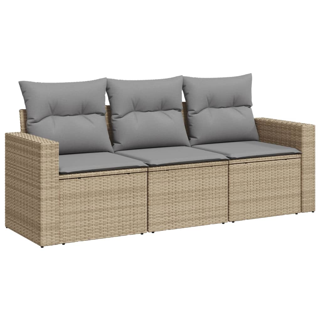 3 részes bézs polyrattan kerti ülőgarnitúra párnákkal (3250996)