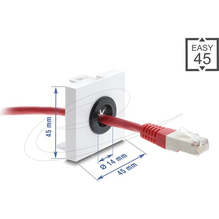 Delock Easy 45 kábelátvezető, kerek, O 14 mm, fehér / fekete (91071)