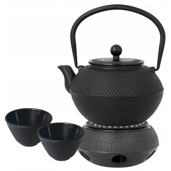 Brunbeste Zestaw zaparzacz żeliwny z podgrzewaczem i kubeczkami do herbaty 1.2L BRUNBESTE BB-2488
