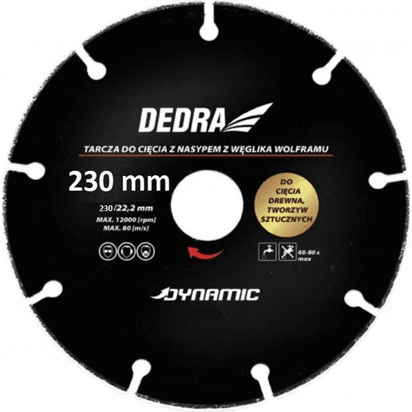 Dedra wolfram-karbid Vágótárcsa 230 mm Műanyaghoz, Fához