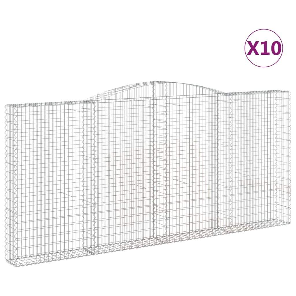 10 db íves horganyzott vas gabion kosár 400x30x180/200 cm (3146926)
