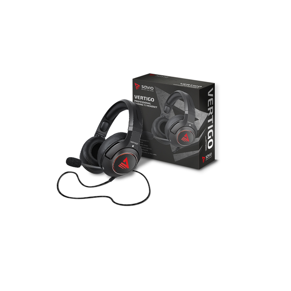 Професионални гейминг слушалки Savio Vertigo 7.1, Виртуален съраунд, Кабелно дистанционно управление, Прибиращ се микрофон