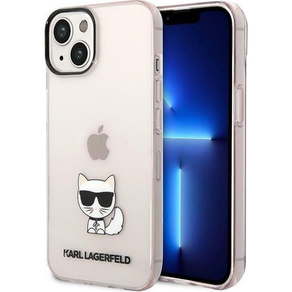 Karl Lagerfeld Transparent Choupette Body Apple iPhone 14 Plus hátlap tok, rózsaszín (KLD1037)