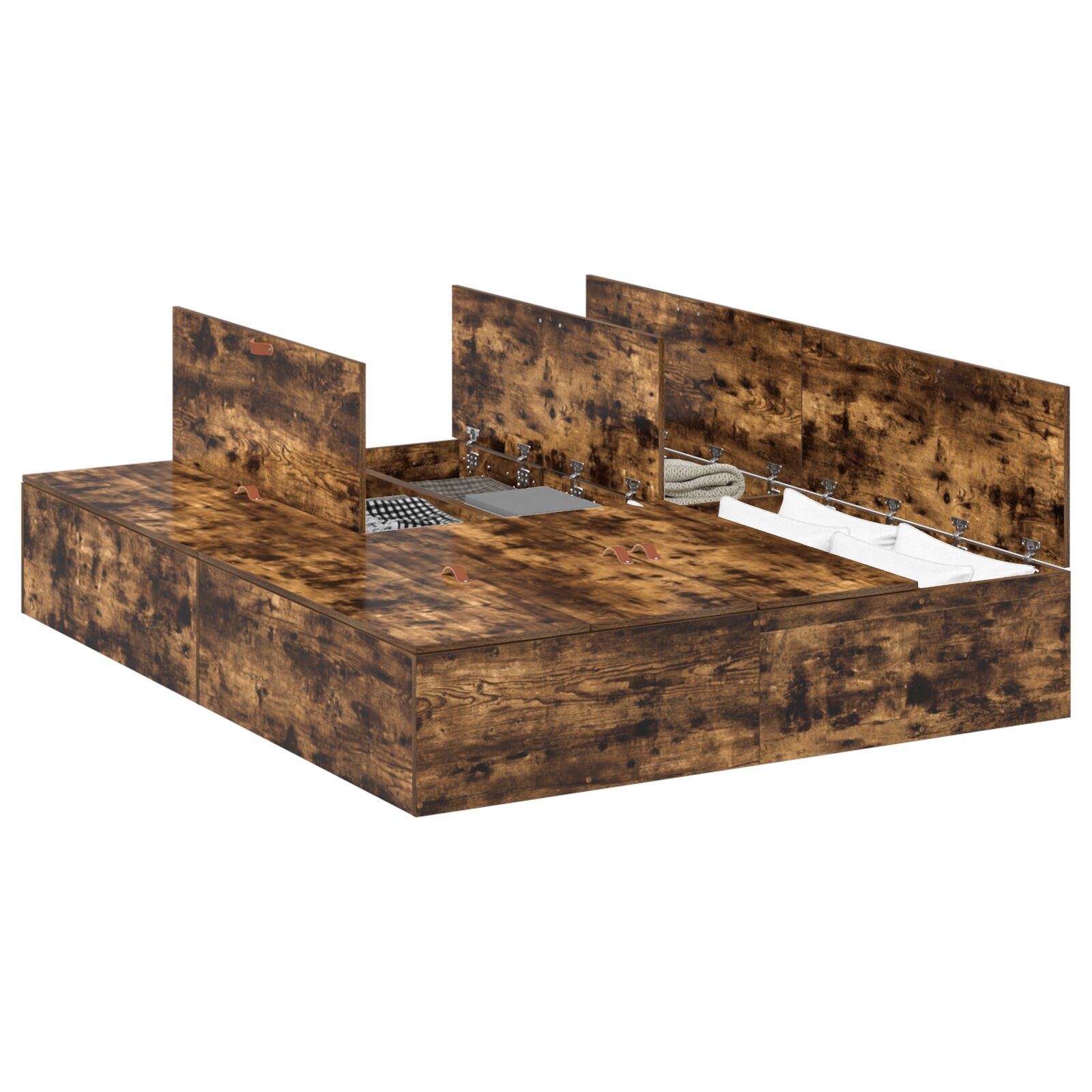 Ágykeret Füstölt tölgy Szerelt fa Standard franciaágy (3335377)