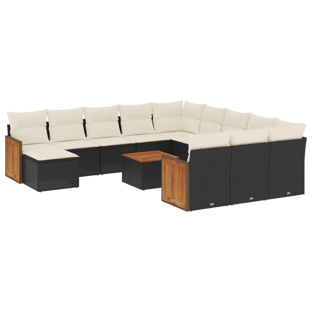 13 részes fekete polyrattan kerti ülőgarnitúra párnákkal (3260670)