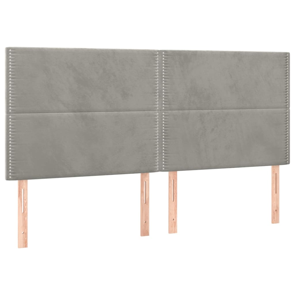 4 db világosszürke bársony fejtámla 80 x 5 x 78/88 cm (3116246)