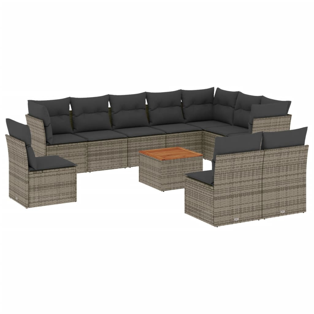 11 részes szürke polyrattan kerti ülőgarnitúra párnákkal (3256508)