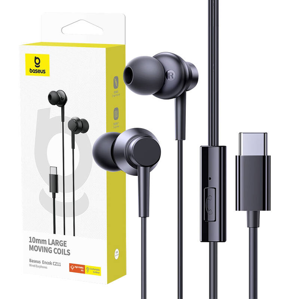 Baseus Encok CZ11 USB-C vezetékes fülhallgató fekete