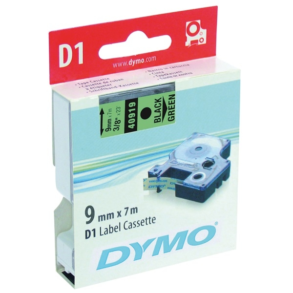 DYMO címke LM D1 alap 9mm fekete betű / zöld alap (40919)