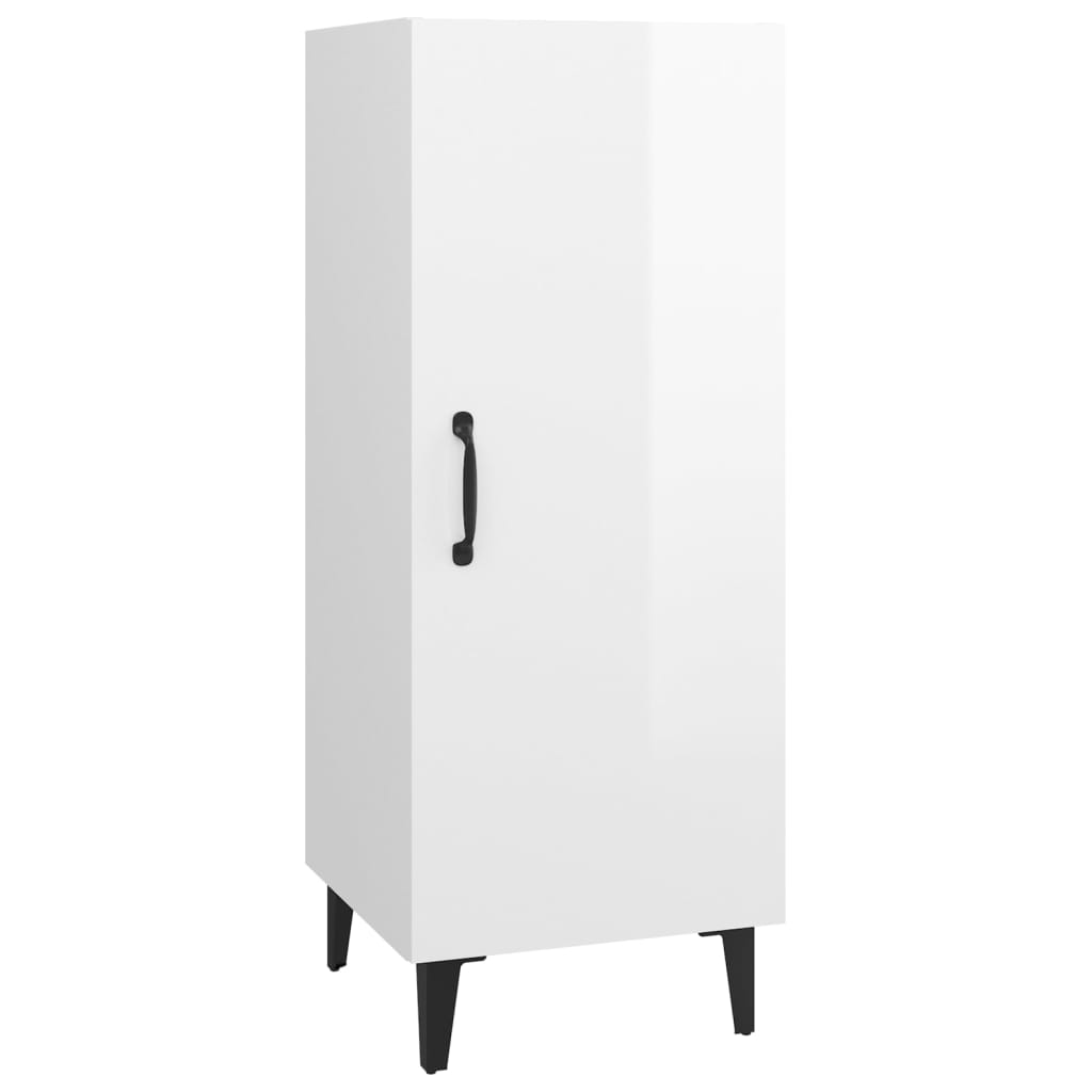 magasfényű fehér szerelt fa tálalószekrény 34,5 x 34 x 90 cm (812336)