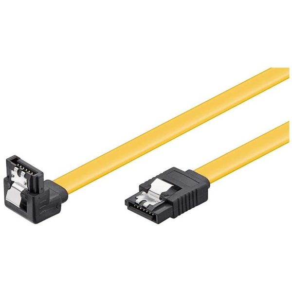 SATA Goobay 0.50m 6GBs 90Â° hoek met clip Geel
