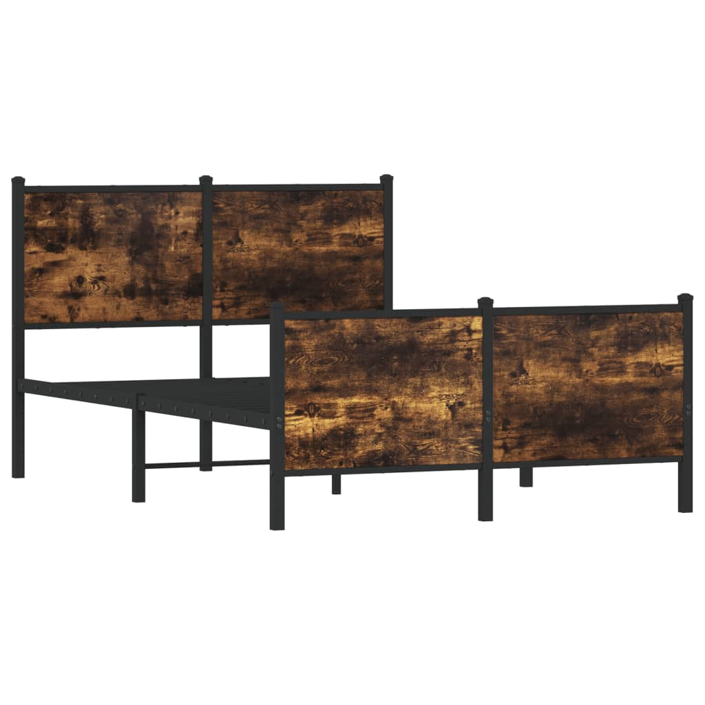 füstös tölgyszínű fém ágykeret fej- és lábtámlával 120 x 200 cm (4007683)