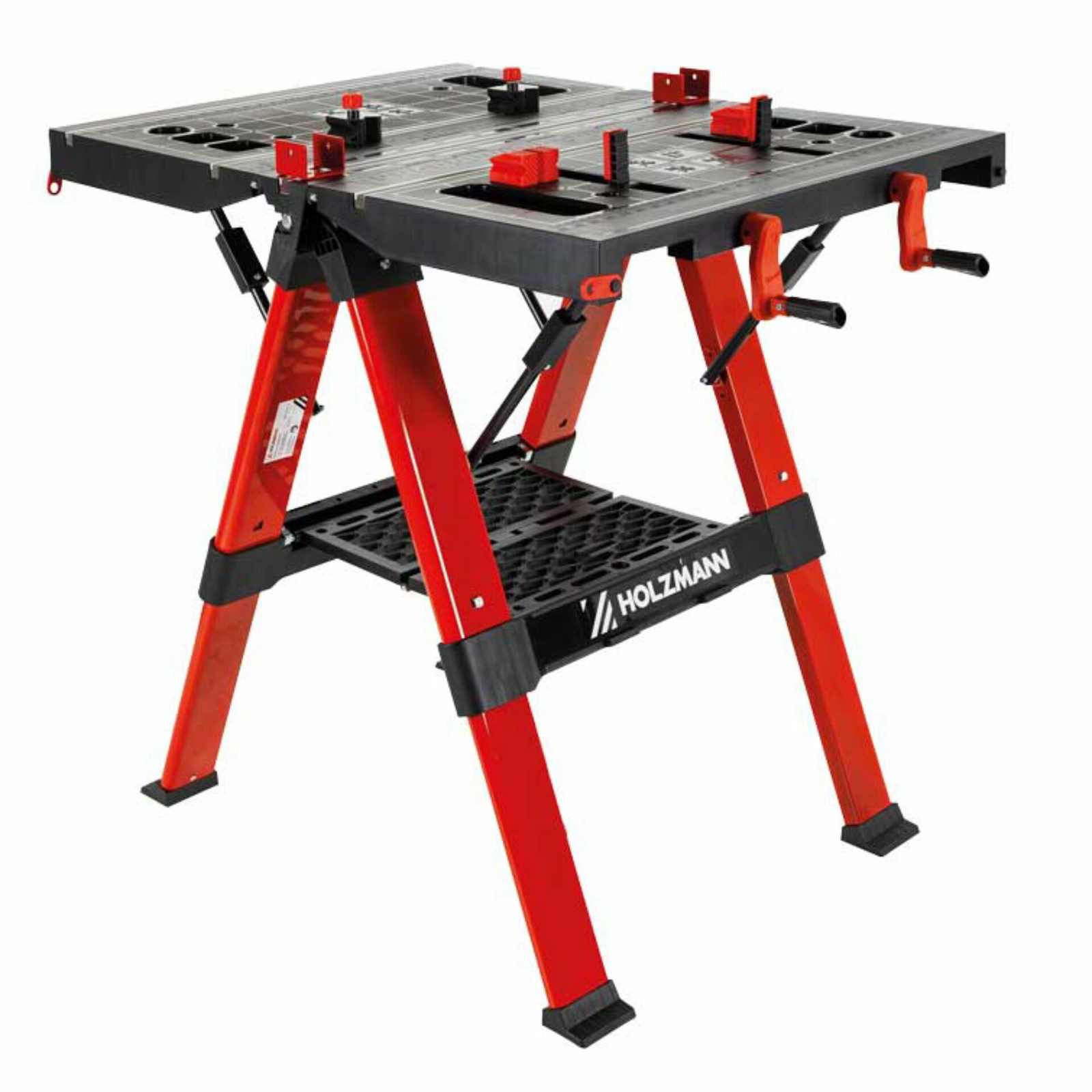 Holzmann WST100SOLID Munkapad beépített Satuval 820 x 630 mm - Fekete / Piros (WST100SOLID)