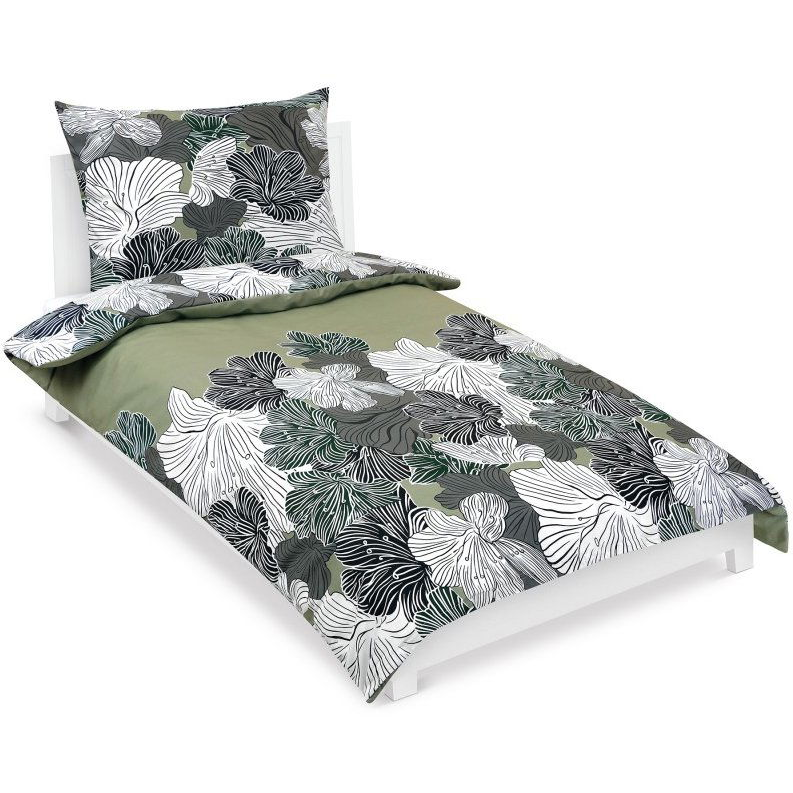 BELLATEX Linen cotton 90 / 608 khaki flower 140 × 200, 70 × 90 (12281)
