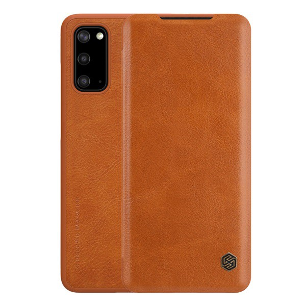 Nillkin QIN стоящ кожен флип калъф за Samsung Galaxy S20 (SM-G980F), кафяв