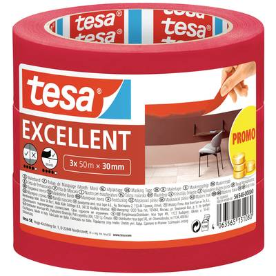 Tesa EXCELLENT (56548-00000-00) Krepp szalag Piros (H x Sz) 50 m x 30 mm 3 db (56548-00000-00)