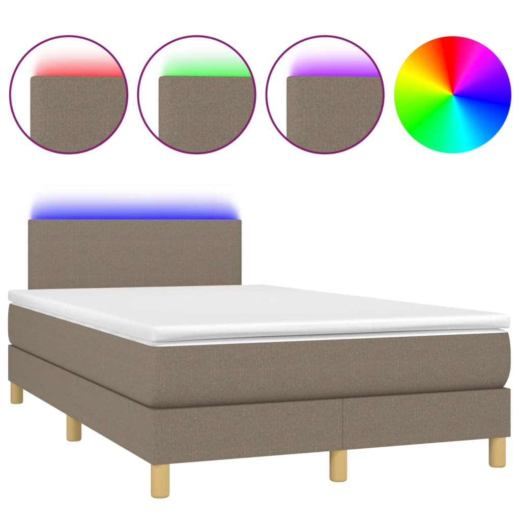 tópszínű szövet rugós és LED-es ágy matraccal 120x190cm (3270078)