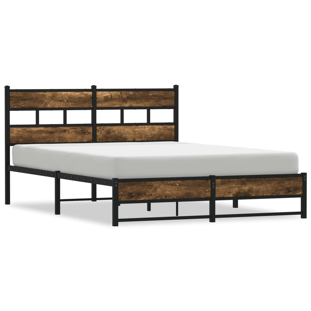 füstös tölgy színű fém ágykeret matrac nélkül 160 x 200 cm (4017221)
