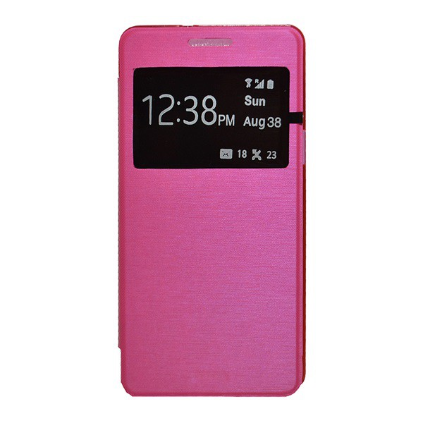 Tok álló, bőr hatású (FLIP, oldalra nyíló, View Window, szálcsiszolt mintázat) MAGENTA [Samsung Galaxy A5 (2015) SM-A500F] (5996457513710)