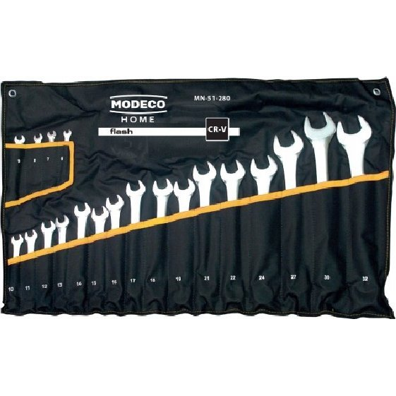  Modeco Komplet kluczy płasko-oczkowych 20szt. 6-32mm CR-V FLASH MN-51-280