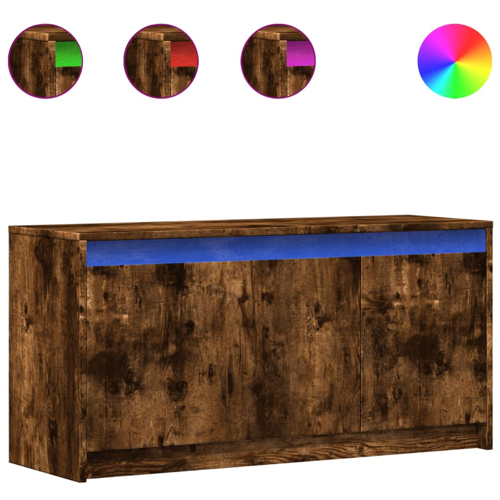 füstös tölgy színű szerelt fa LED-es TV-szekrény 100x34x50 cm (852212)