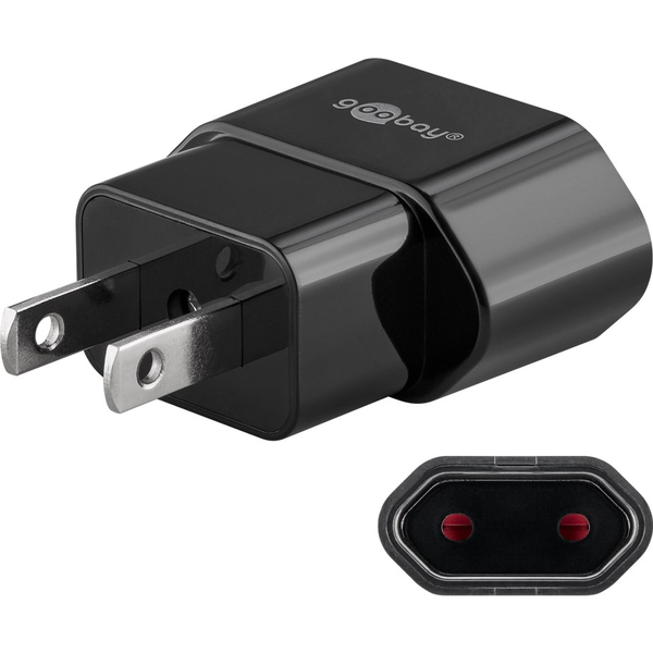 Goobay 45344 EU -> US/JP 250V Power Plug Utazó adapter - Fekete